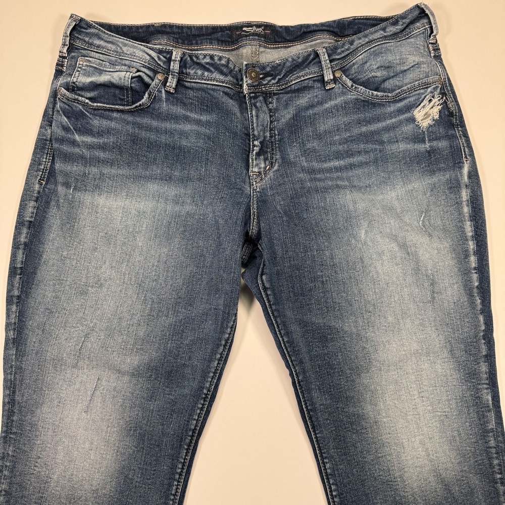 Silver Jeans Co Sam Boyfriend Womens Plus 20 40x27 Distressed Stretch Crop Jeans - Picture 6 of 15